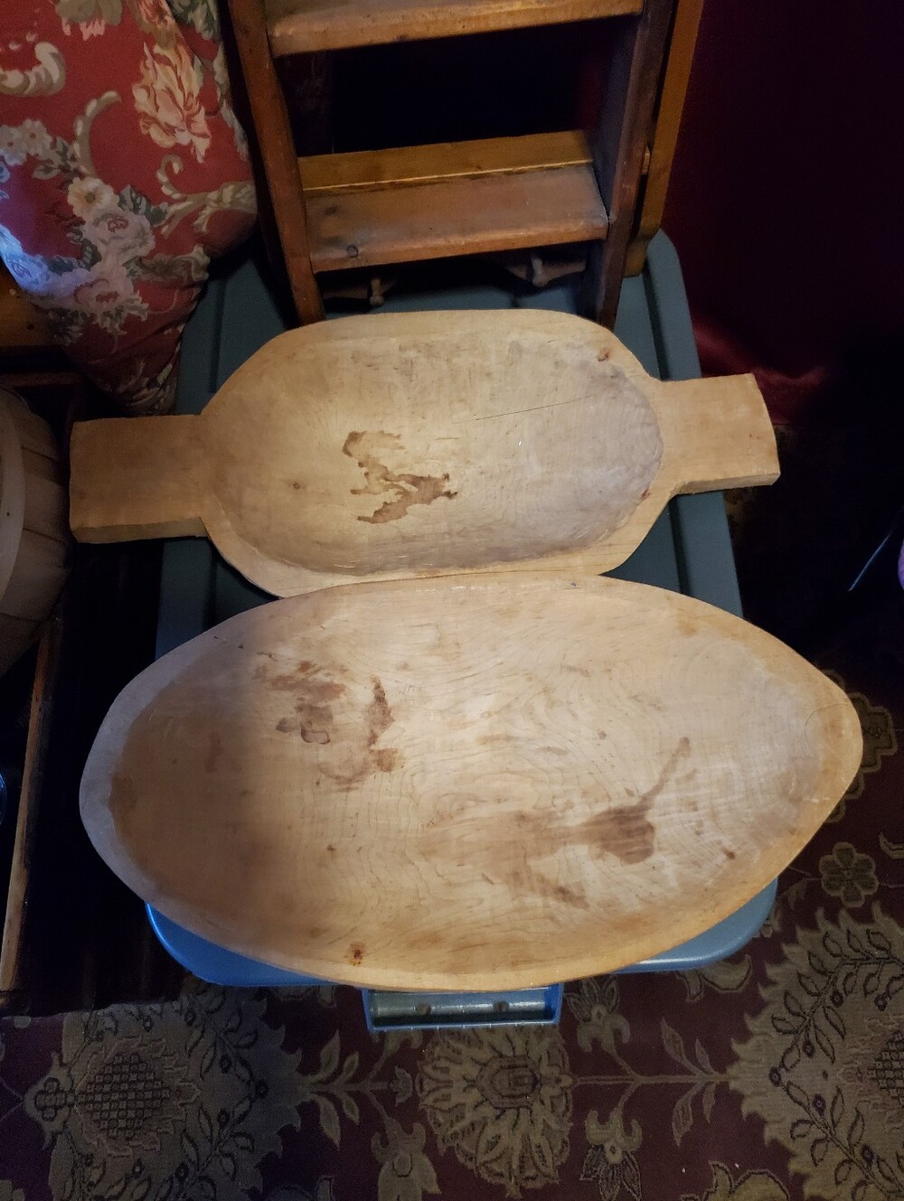 Primitive Hand-Carved Natural Wooden Farmhouse Dough Bowls